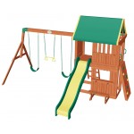 Complex de Joaca  din lemn de cedru - Centru SomerSET cu Tobogan si Leagane 2 nivele Playset Backyard Discovery 